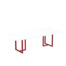 Mesa de Reunião Retangular Tubular P25 Pandin 2,0 M Branco e Vermelho Mesa de Reunião Retangular Tubular P25 Pandin 2,0 M Branco e Vermelho