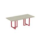 Mesa De Reunião Retangular Tubular PE 40 Pandin 2,00 M Casablanca e Vermelho Mesa De Reunião Retangular Tubular PE 40 Pandin 2,00 M Casablanca e Vermelho