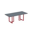 Mesa De Reunião Retangular Tubular PE 40 Pandin 2,00 M Grafito e Vermelho
