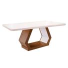 Mesa de Sala Jantar Alvorada + Tampo Madeirado Curvo 180x90cm Imbuia/Off White - Rufato