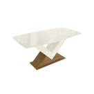 Mesa de Sala Jantar Amora c/ Tampo Madeirado c/ Vidro 90x170cm Freijo/Off White/Vidro Off White - Kappesberg Mesa de Sala Jantar Amora c/ Tampo Madeirado c/ Vidro 90x170cm Freijo/Off White/Vidro Off White - Kappesberg