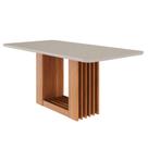 Mesa De Sala Jantar Ariela + Tampo em MDF e Vidro Temperado Bordas Arredondadas 180cm Cinamomo/Off White Mesa De Sala Jantar Ariela + Tampo em MDF e Vidro Temperado Bordas Arredondadas 180cm Cinamomo/Off White