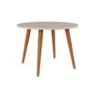 Mesa de Sala Jantar Dani Madeira Maciça c/Tampo Madeirado Vidro 109cm Madeirado/Off White - Cimol