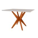 Mesa de Sala Jantar Donna 120 cm c/ Tampo Madeirado c/ Vidro Natural - Nesher