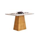 Mesa de Sala Jantar Dulce c/ Tampo Madeirado Vidro Reto 120x90cm Cedro/Off White - DJ Móveis Mesa de Sala Jantar Dulce c/ Tampo Madeirado Vidro Reto 120x90cm Cedro/Off White - DJ Móveis