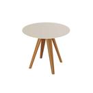 Mesa de Sala Jantar Duna Premium Madeira Maciça c/ Tampo Madeirado c/ Vidro 120x120cm Carvalho/Off White/Vidro Off White - Kappesberg