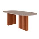 Mesa de Sala Jantar Ester c/Tampo Madeirado Vidro Oval 210x100cm Cinamomo/Off White - Cimol Mesa de Sala Jantar Ester c/Tampo Madeirado Vidro Oval 210x100cm Cinamomo/Off White - Cimol