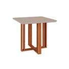 Mesa de Sala Jantar Flora c/Tampo Madeirado Vidro 95x95cm Cinamomo/Off White - Cimol