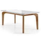 Mesa de Sala Jantar Londrina c/Tampo Madeirado Vidro Canto Reto 180x90cm Imbuia - Rufato Mesa de Sala Jantar Londrina c/Tampo Madeirado Vidro Canto Reto 180x90cm Imbuia - Rufato