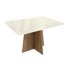 Mesa de Sala Jantar Lótus c/ Tampo Madeirado c/ Vidro 80x120cm Nogueira/Off White/Vidro Off White - Kappesberg