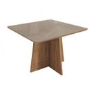 Mesa de Sala Jantar Lótus + Tampo Madeirado c/ Vidro 105x105m Freijo/Bronze - Kappesberg Mesa de Sala Jantar Lótus + Tampo Madeirado c/ Vidro 105x105m Freijo/Bronze - Kappesberg