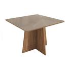 Mesa de Sala Jantar Lótus + Tampo Madeirado c/ Vidro 105x105m Freijo/Bronze - Kappesberg