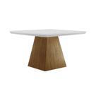 Mesa de Sala Jantar Luna + Tampo Madeirado Vidro Reto 90x90cm Imbuia/Off White - Rufato Mesa de Sala Jantar Luna + Tampo Madeirado Vidro Reto 90x90cm Imbuia/Off White - Rufato