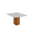 Mesa de Sala Jantar Maldivas c/ Tampo Madeirado c/ Vidro Canto Curvo 90X90cm Flex Naturale/Naturale ou Off White - Rufato