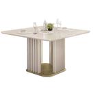 Mesa de Sala Jantar Melissa c/ Tampo Madeirado c/ Vidro Curvo 136x136cm Off White/Off White - DJ Móveis