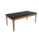 Mesa de Sala Jantar Mira Madeira Maciça c/Tampo Madeirado c/ Vidro 200x100cm Carvalho/Preto fosco/Vidro preto - Kappesberg