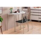 Mesa de Sala Jantar Multiuso Dobrável e 2 Banquetas 1700 Prata/Branco - Prata/Preto - Carraro
