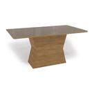 Mesa de Sala Jantar Tilia + Tampo Madeirado Vidro 160x90cm Freijo/Bronze - Kappesberg Mesa de Sala Jantar Tilia + Tampo Madeirado Vidro 160x90cm Freijo/Bronze - Kappesberg