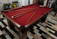 Mesa de Sinuca e Bilhar Charme Carlin Bilhares Superfície em Pedra de Ardósia 20mm 2,20 x 1,20 Malaga Tecido Bordô