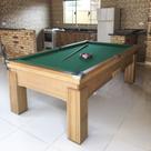 Mesa de Sinuca e Bilhar Gaveta Madeira Maciça Carlin Bilhares Superfície em Pedra de Ardósia 20mm 2,20 x 1,20 Cerejeira Tecido Verde