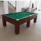 Mesa de Sinuca e Bilhar Gaveta Madeira Maciça Carlin Bilhares Superfície em Pedra de Ardósia 20mm 2,40 x 1,40 Imbuia Tecido Verde