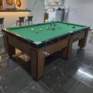 Mesa de Sinuca e Bilhar Pró Oficial Gaveta Atrativo Comp. Naval Carlin Bilhares Superfície em Pedra 20mm 2,40 x 1,40 Freijó Quadro Preto Tecido Verde