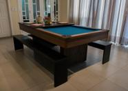 Mesa de Sinuca e Jantar com 2 Bancos - 2,00x1,10