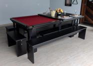 Mesa de Sinuca e Jantar com 4 Bancos - 1,96x1,06