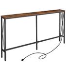 Mesa de sofá de console ELYKEN 150x160x80cm com tomadas elétricas marrons