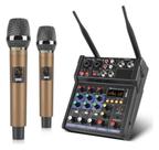Mesa De Som 4 Canais 2 Microfones Home Mixer Bluetooth Usb 5v