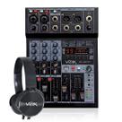 Mesa de Som 4 Canais USB e Bluetooth Voik VMX402PRO Com Fone