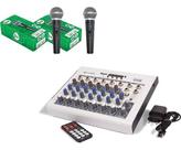 Mesa De Som 8 Canais Ll Áudio Pulse802 + 2 Microfone Smd-100