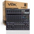 Mesa De Som 8 Canais Voik VLV08 Metal USB Bluetooth 99 Efeitos Interface de Áudio 48v Phantom Power Botão PFL Processamento Digital Bivolt