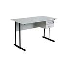 Mesa de Trabalho c/ 2 gavetas 1500x600mm Cinza/preto Mdf 15mm
