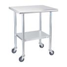 Mesa de trabalho em aço inoxidável Profeeshaw 24x30" com rodas