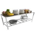Mesa de Trabalho Inox 120cm com Prateleira Inferior Industrial