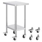 Mesa de trabalho VEVOR em aço inoxidável 60x45x96cm com 4 rodas