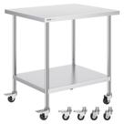 Mesa de trabalho VEVOR em aço inoxidável 76x46x96cm com 4 rodas