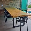 Mesa de Tronco com Bordas Orgânicas Cor Natural com Pés em Aço Carbono - 90cm Largura