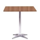 Mesa Delta em Alumínio 75 cm (Alt) Base em X Tampo MDP Quadrado 60 cm (Larg) x 2,50 cm (Alt) Noce Na