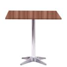 Mesa Delta em Alumínio 75 cm (Alt) Base em X Tampo MDP Quadrado 80 cm (Larg) x 2,50 cm (Alt) Walnut