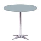 Mesa Delta em Alumínio 75 cm (Alt) Base em X Tampo MDP Redondo 60 cm (Larg) x 2,50 cm (Alt) Cinza