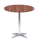 Mesa Delta em Alumínio 75 cm (Alt) Base em X Tampo MDP Redondo 60 cm (Larg) x 2,50 cm (Alt) Walnut