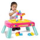 Mesa Didática Infantil Rosa Super Mesinha Educativa com 20 Blocos de Montar - Cardoso Toys