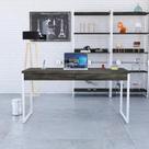 Mesa Diretor 150x60x75cm Com 2 Gavetas Kuadra Carvalho Dark Estrutura Branca Mesa Diretor 150x60x75cm Com 2 Gavetas Kuadra Carvalho Dark Estrutura Branca
