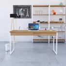 Mesa Diretor 150x60x75cm Com 2 Gavetas Kuadra Lâmina Mel Estrutura Branca