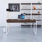 Mesa Diretor 150x60x75cm Com 2 Gavetas Kuadra Nogal Estrutura Branca