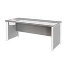 Mesa Diretor com Caixa de Tomadas e Porta Objetos para Escritório 180cm Corporate Cinza Sagrado E Branco