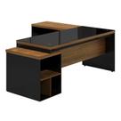 Mesa Diretor Web40 c/ Vidro 1,72 x 1,60m Nogal Sevilha/Preto