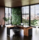 Mesa Diretor Web40: Elegância Vidro 1,72x1,60 - Nogal/Preto